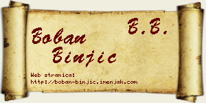 Boban Binjić vizit kartica